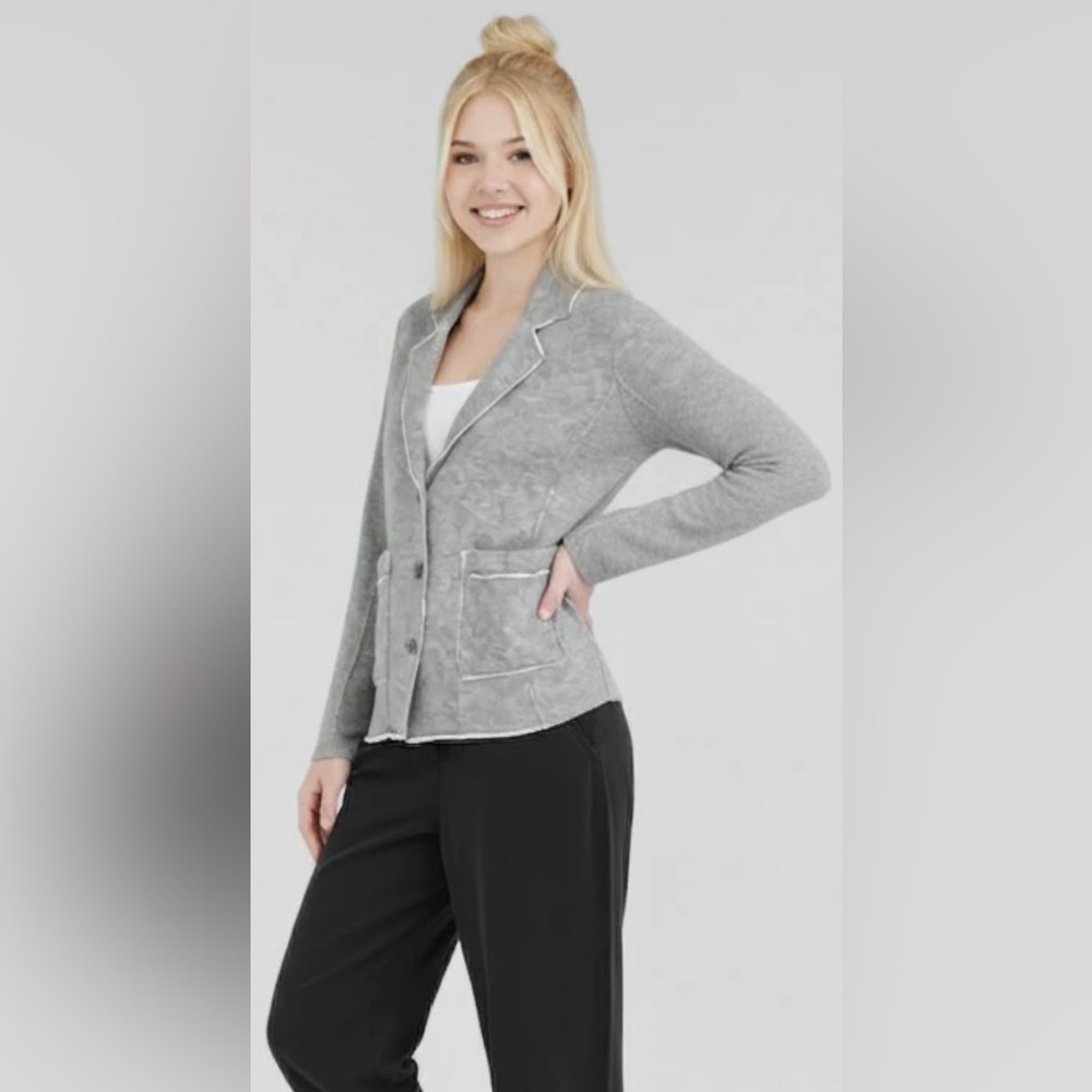 Eileen Fisher Women's Gray Unstructured Cotton Blazer